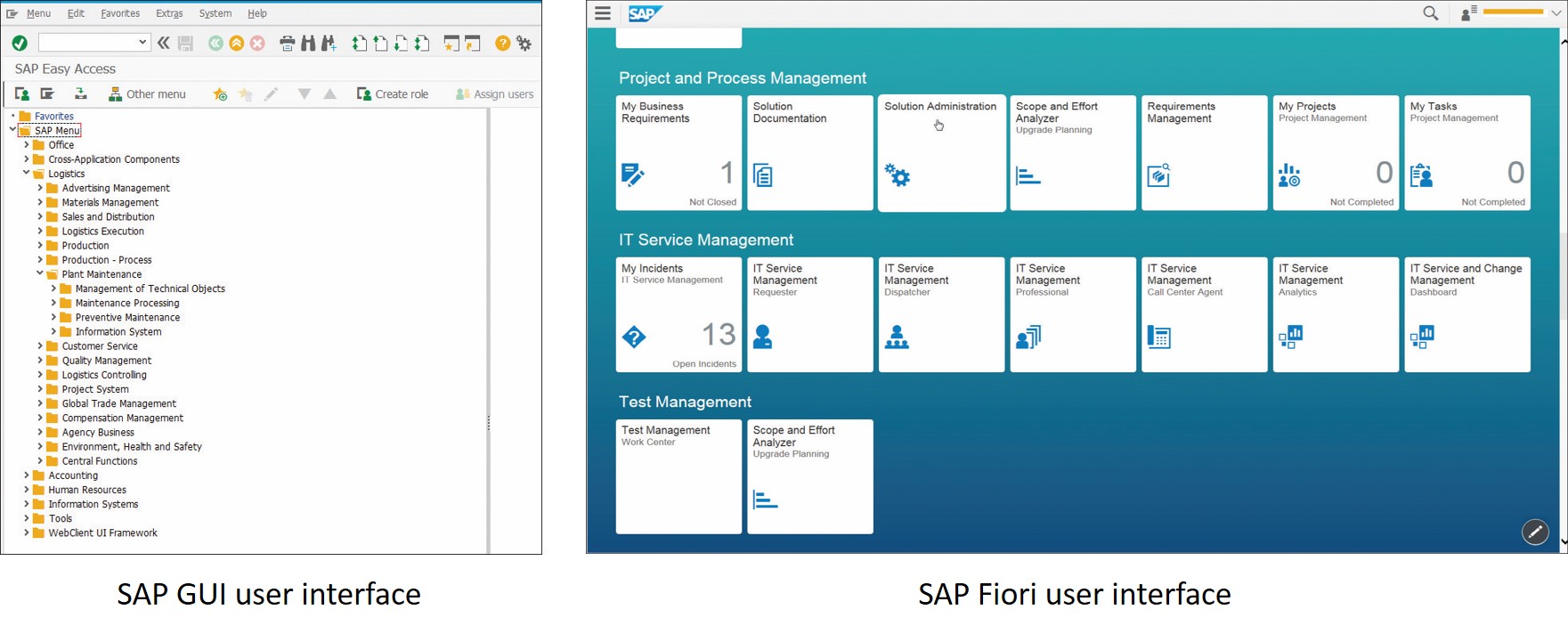 SAP GUI and SAP Fiori User Interfaces